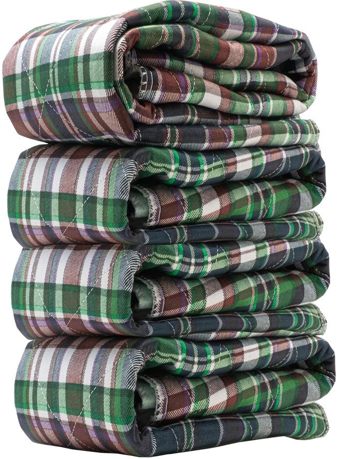 AMU Solutions 4 Pack Washable Bed Pads/Reusable Incontinence Underpads 34 x 36 - Warm Plaid Print - Ideal for Children and Adults Wholesale Incontinence Protection/Cloth Chucks Bed Pads Washable - Image 1